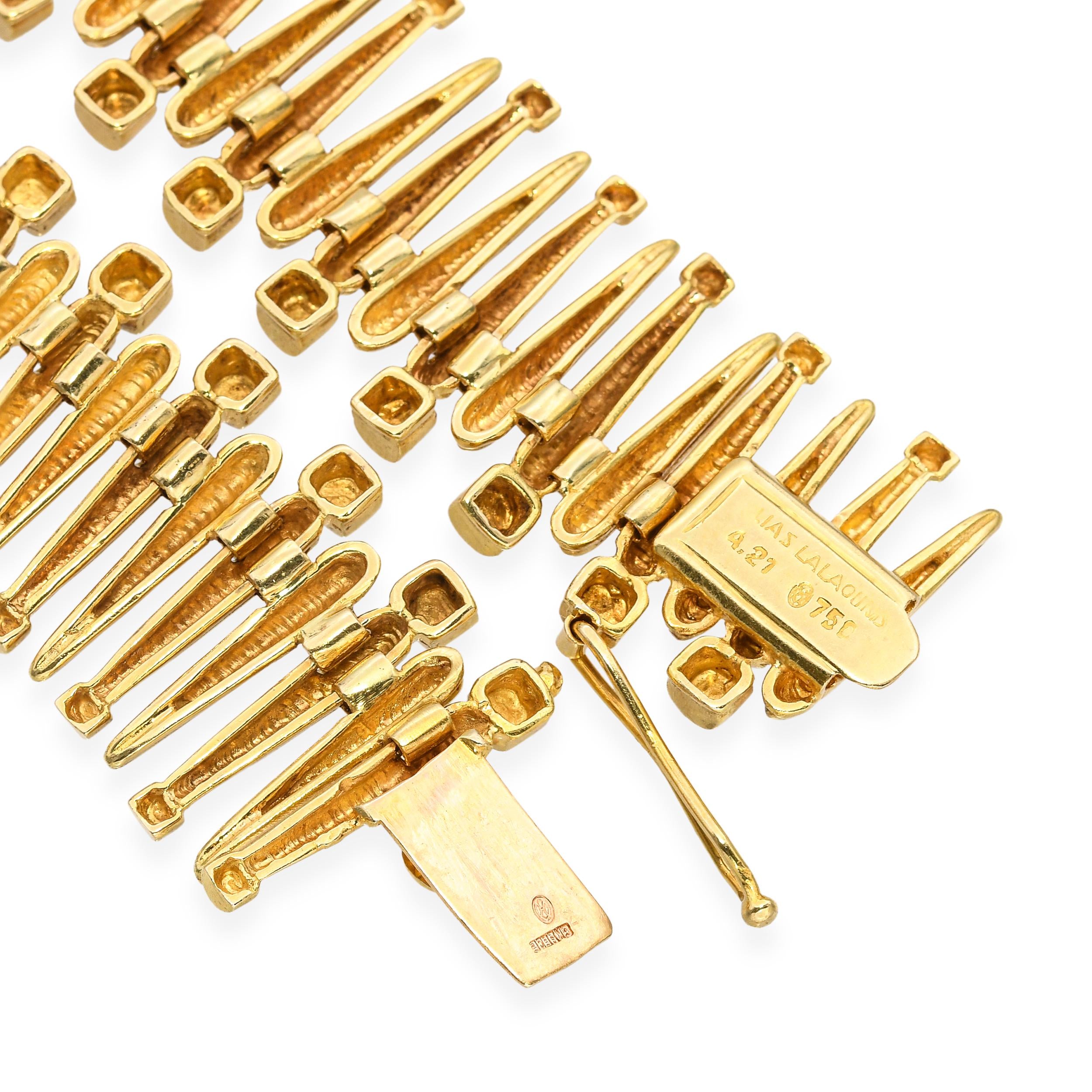 Vintage Ilias Lalaounis 18k Yellow Gold Graduated Spike Necklace