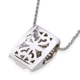 White Gold 2.36ctw Princess Cut and Baguette Diamond Pendant with Rope Necklace