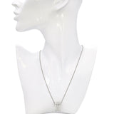 White Gold 2.36ctw Princess Cut and Baguette Diamond Pendant with Rope Necklace