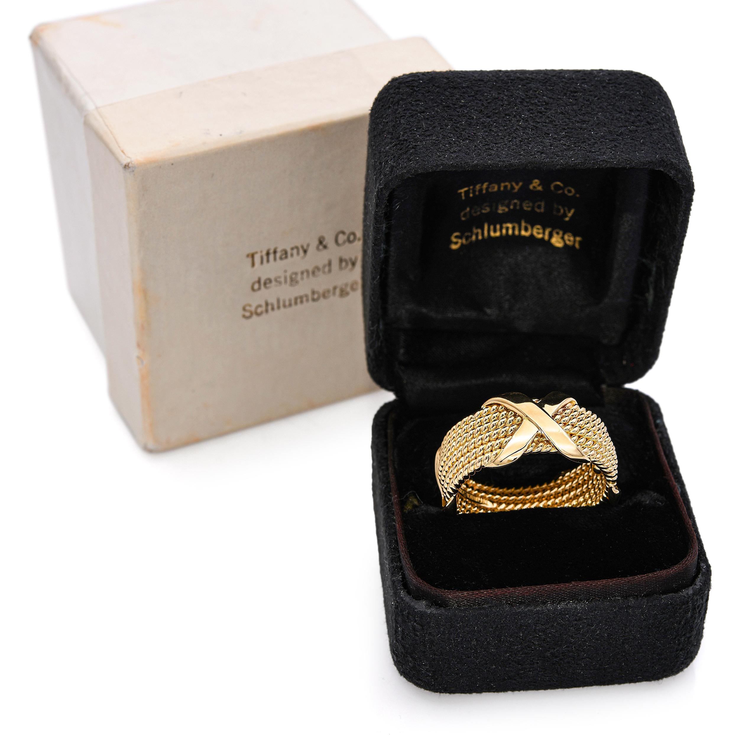 Tiffany & Co. Schlumberger 18k Yellow Gold 6-Row 'X' Ring