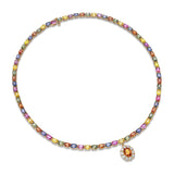 14k Yellow Gold 52.40ctw Multicolor Sapphire & Diamond Drop Tennis Necklace
