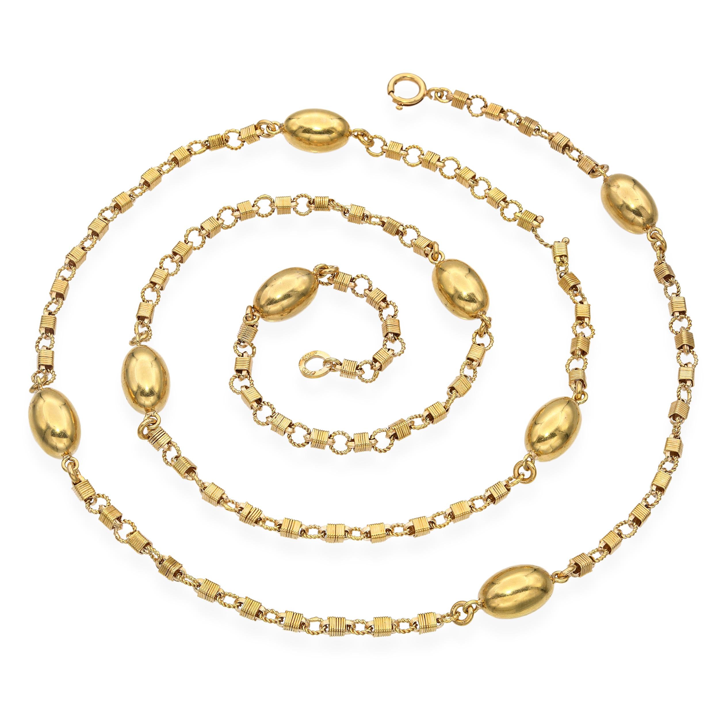 Antique 18k Yellow Gold Station Necklace