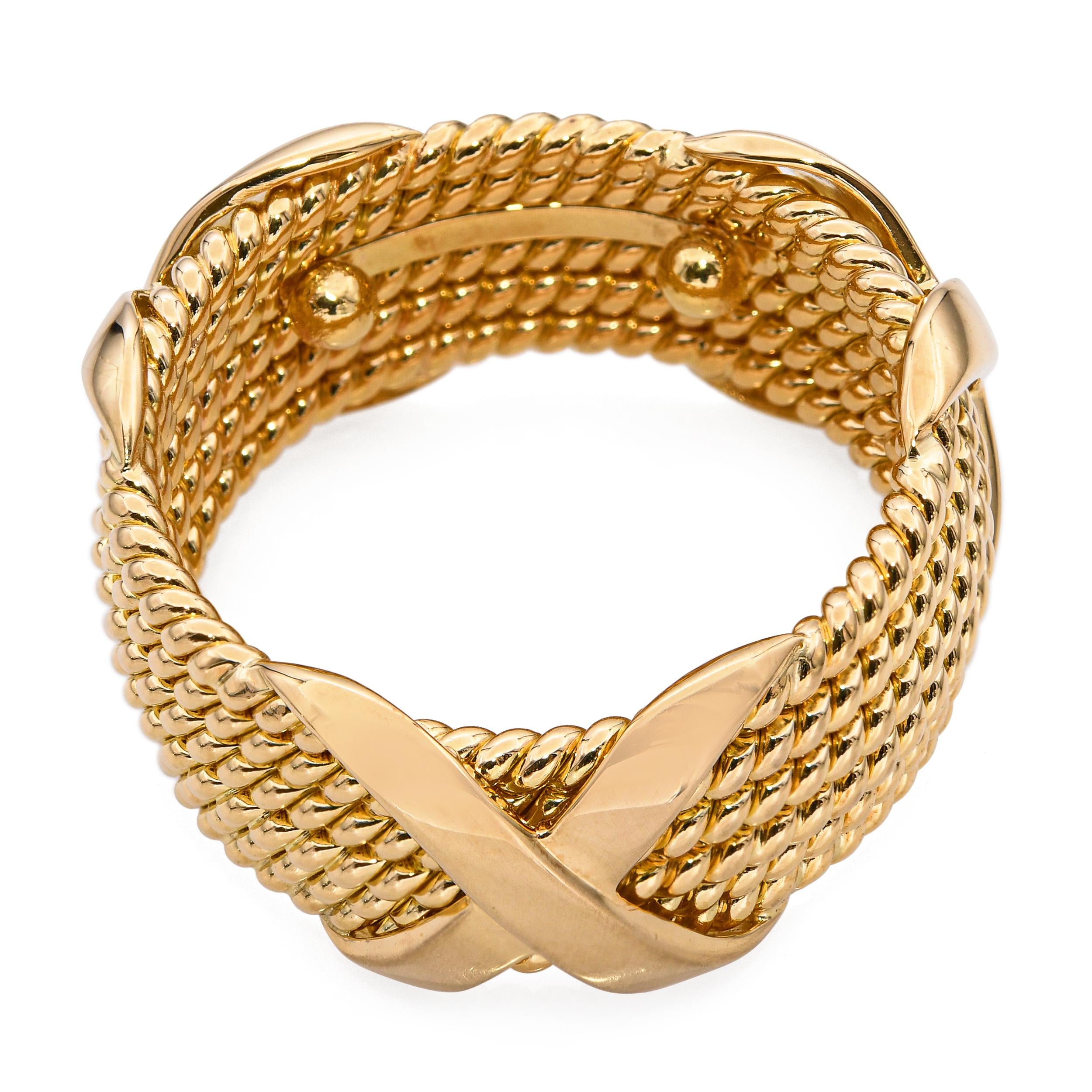 Tiffany & Co. Schlumberger 18k Yellow Gold 6-Row 'X' Ring