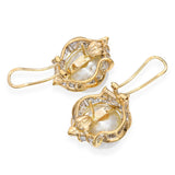 Vintage 18k Yellow Gold Akoya Pearl and Diamond Earrings