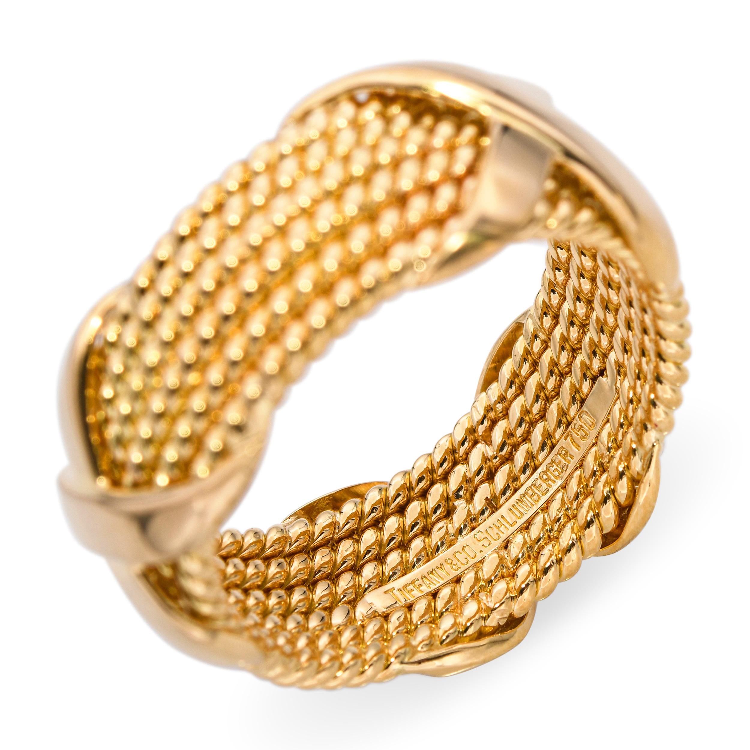 Tiffany & Co. Schlumberger 18k Yellow Gold 6-Row 'X' Ring