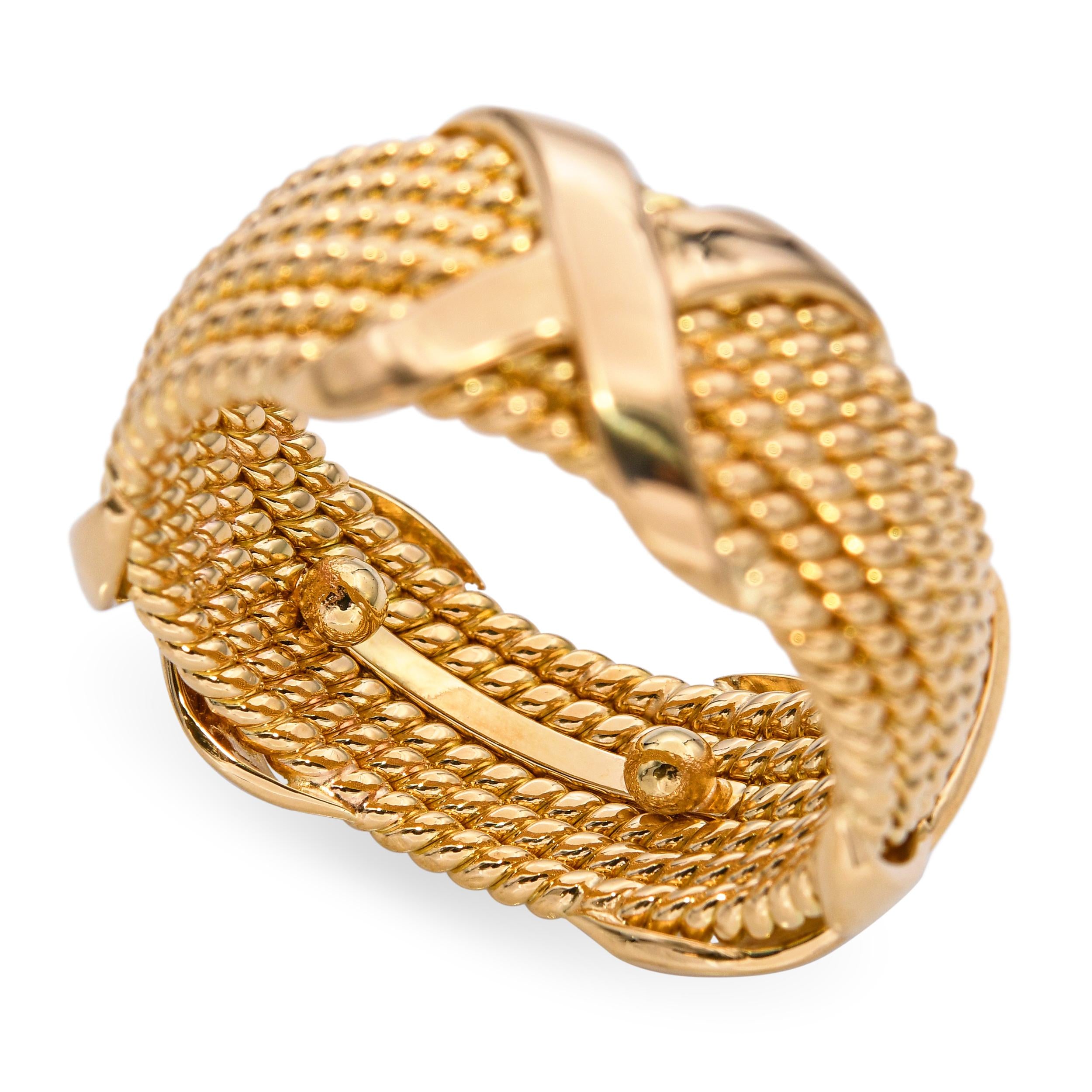 Tiffany & Co. Schlumberger 18k Yellow Gold 6-Row 'X' Ring