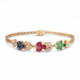 Vintage 18k Yellow Gold Ruby Sapphire Emerald and Diamond Bracelet