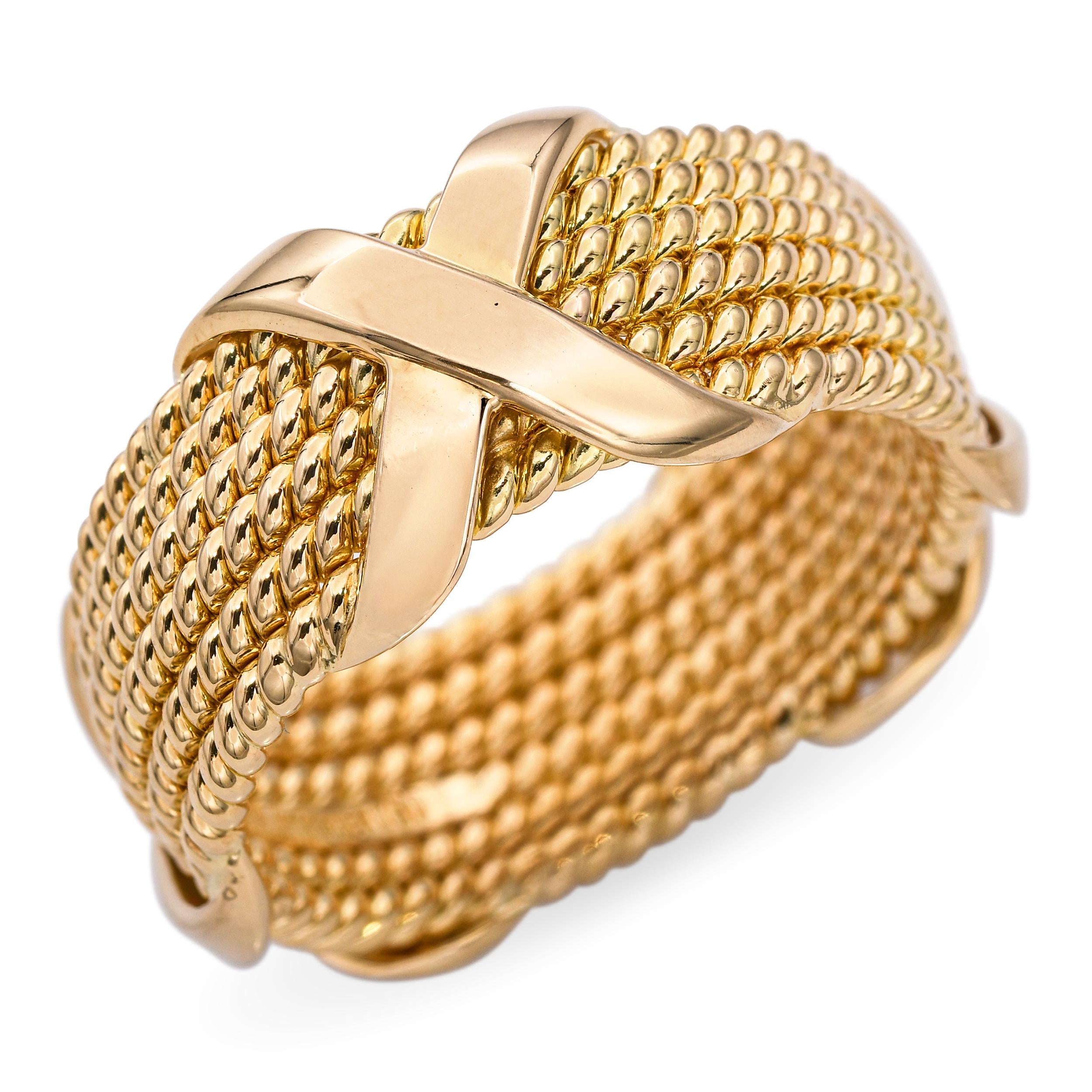 Tiffany & Co. Schlumberger 18k Yellow Gold 6-Row 'X' Ring