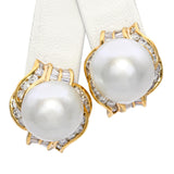 Vintage 18k Yellow Gold Akoya Pearl and Diamond Earrings