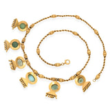 Vintage 18k Yellow Gold Turquoise Egyptian Revival Necklace