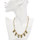 Vintage 18k Yellow Gold Turquoise Egyptian Revival Necklace