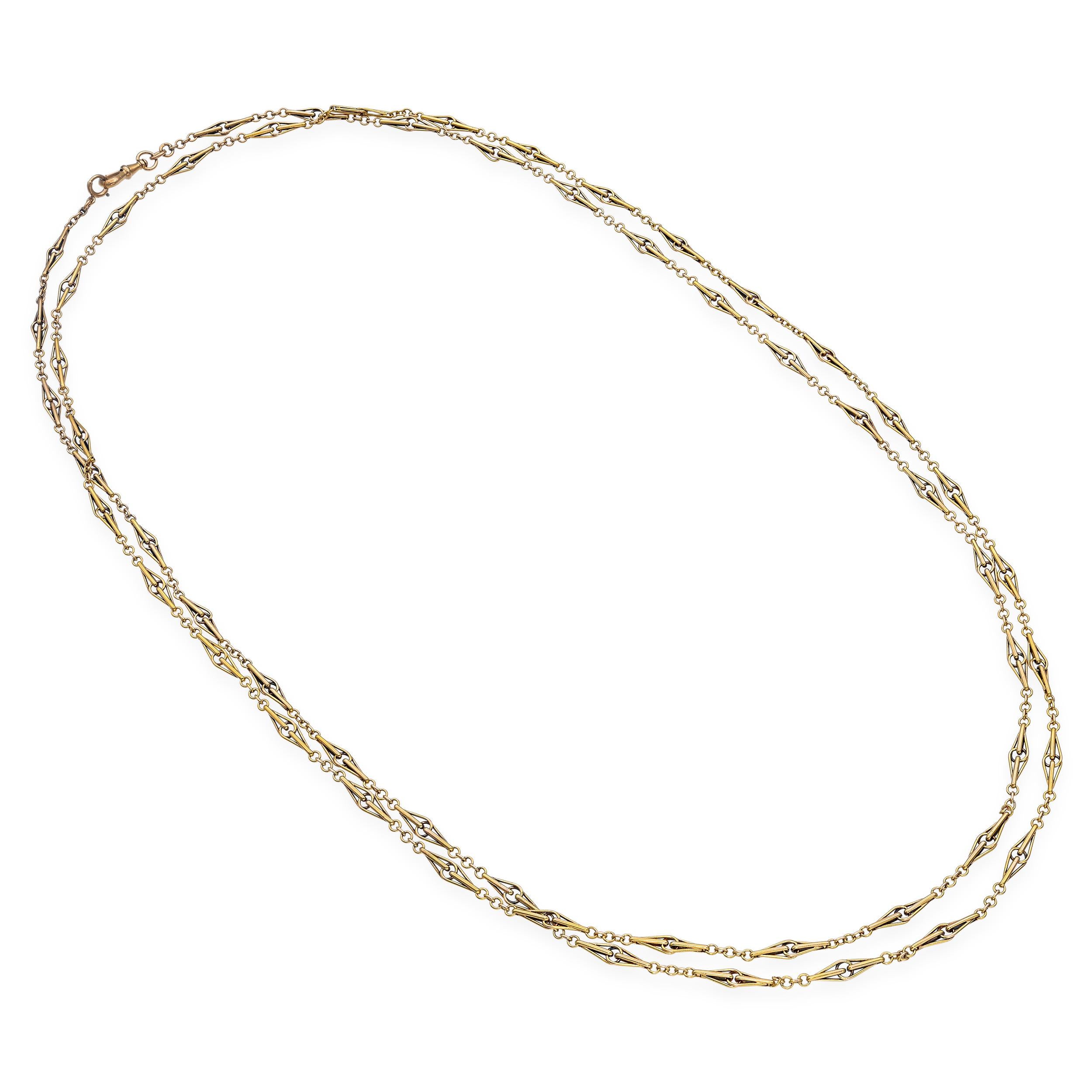 Antique 18k Yellow Gold 64" Pocket Watch Chain Necklace