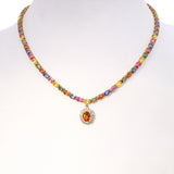 14k Yellow Gold 52.40ctw Multicolor Sapphire & Diamond Drop Tennis Necklace