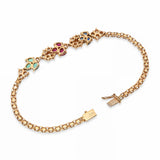 Vintage 18k Yellow Gold Ruby Sapphire Emerald and Diamond Bracelet