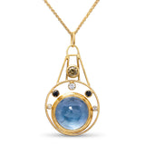 Suz Andreasen 22k Yellow Gold 15ct Aquamarine and Diamond Necklace