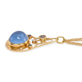 Suz Andreasen 22k Yellow Gold 15ct Aquamarine and Diamond Necklace