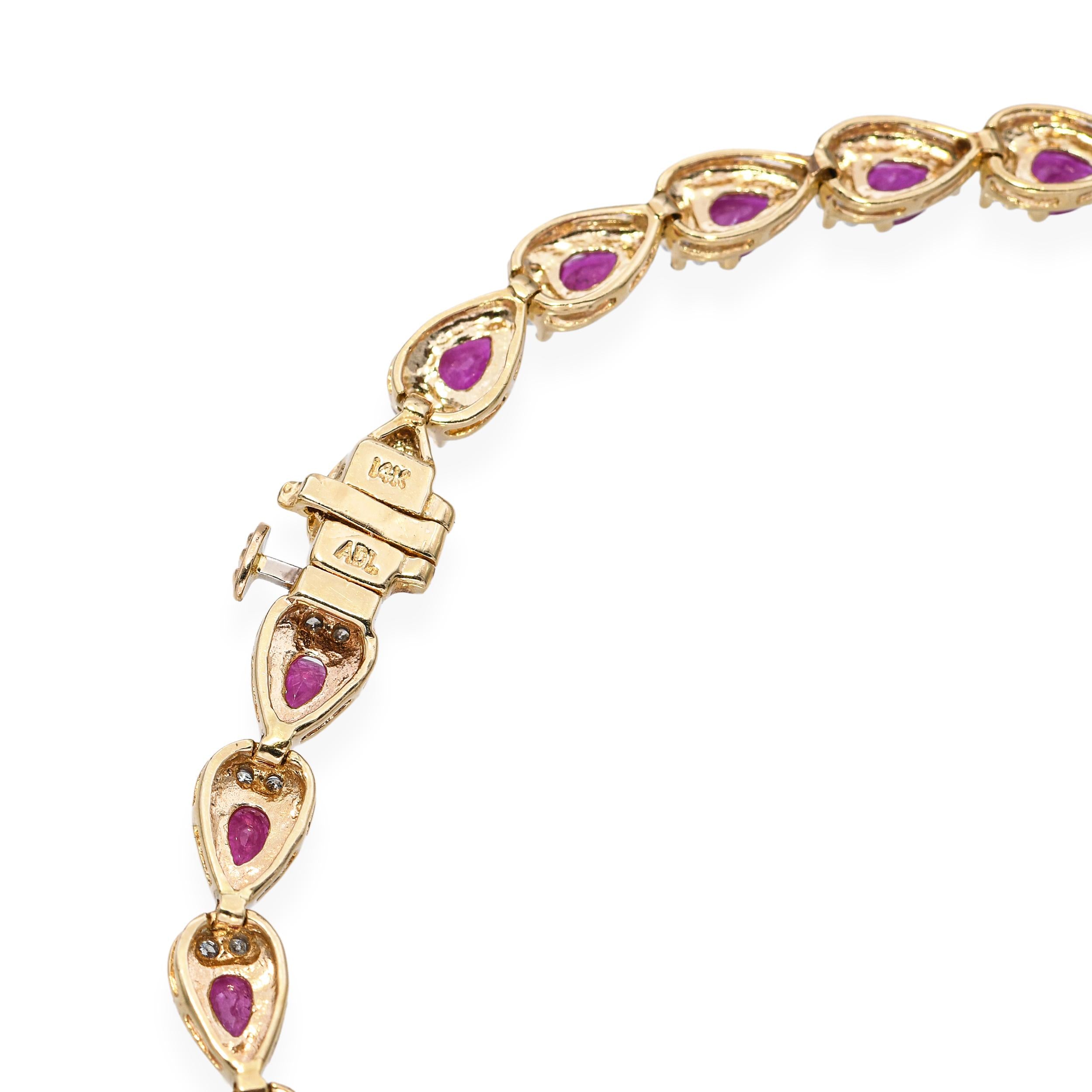 14k Yellow Gold Ruby and Diamond Necklace