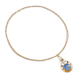 Suz Andreasen 22k Yellow Gold 15ct Aquamarine and Diamond Necklace