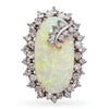 Vintage 14k White Gold 14.11ct Opal and 1.26tcw Diamond Halo Statement Ring