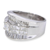 14k White Gold Princess Cut and Baguette Diamond Statement Ring
