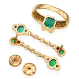 Vintage H. Stern 18k Yellow Gold Emerald and Diamond Jewelry Set