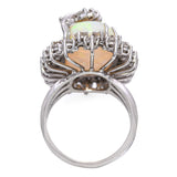 Vintage 14k White Gold 14.11ct Opal and 1.26tcw Diamond Halo Statement Ring
