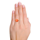 Vintage 18k Yellow Gold 8ct Coral Bead Cabochon Ring
