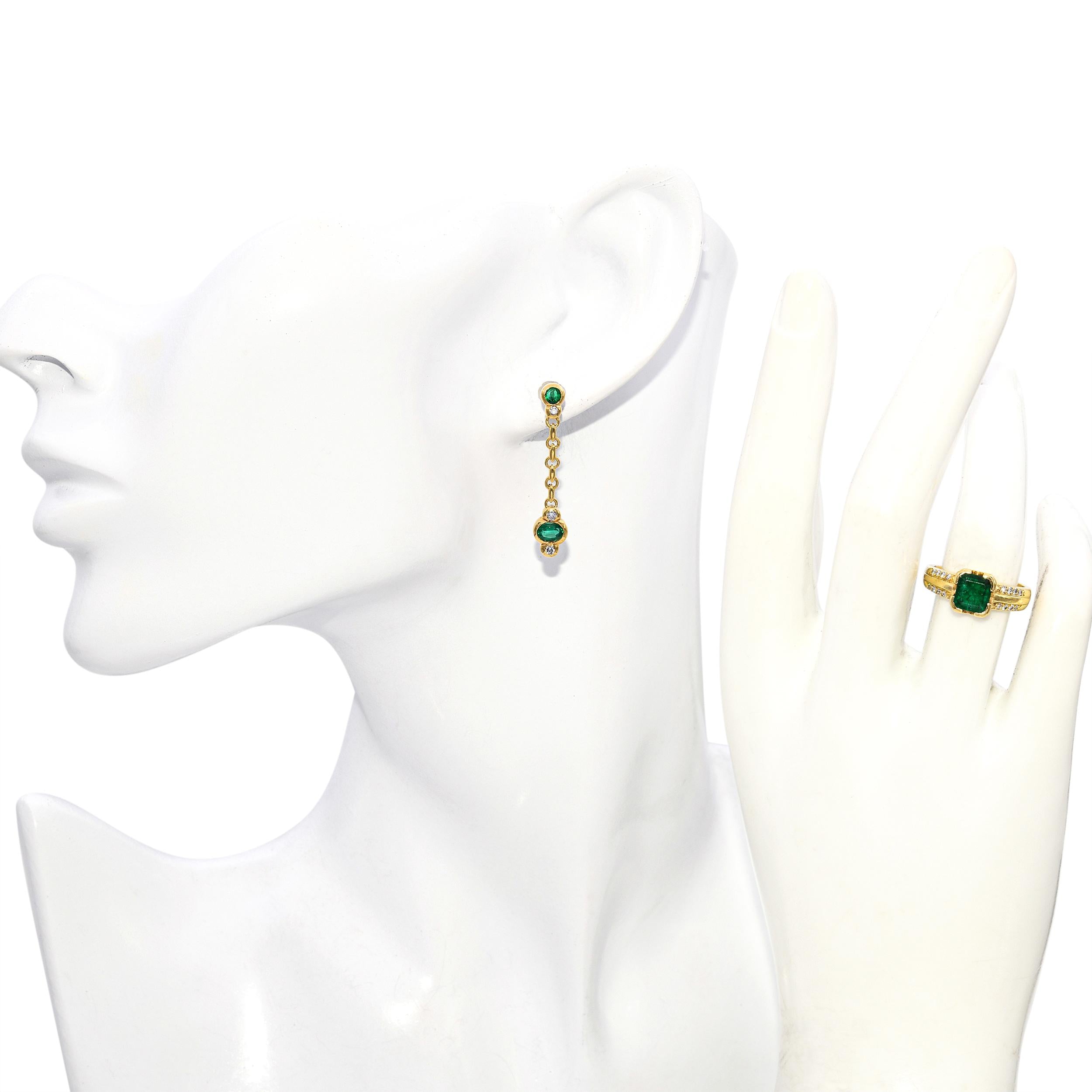 Vintage H. Stern 18k Yellow Gold Emerald and Diamond Jewelry Set