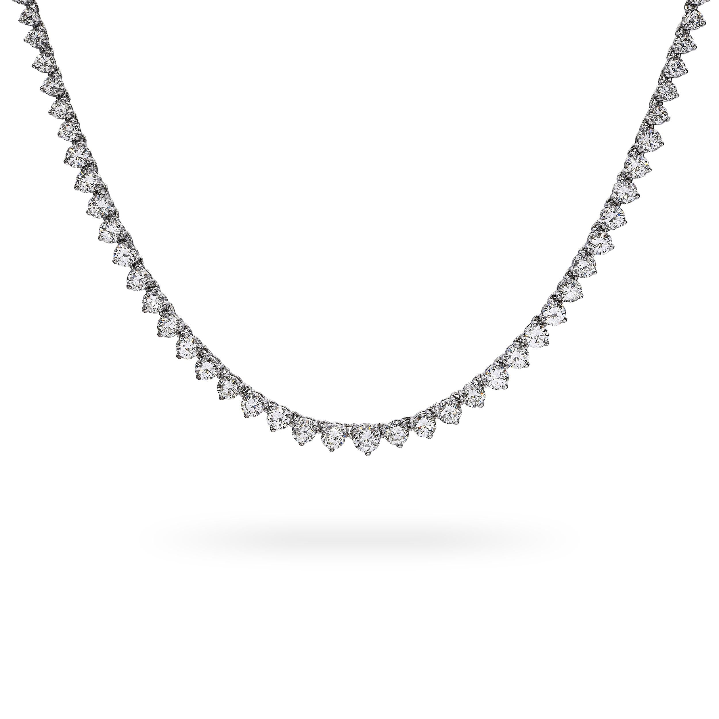 17k White Gold 11.98tcw Diamond Tennis Necklace