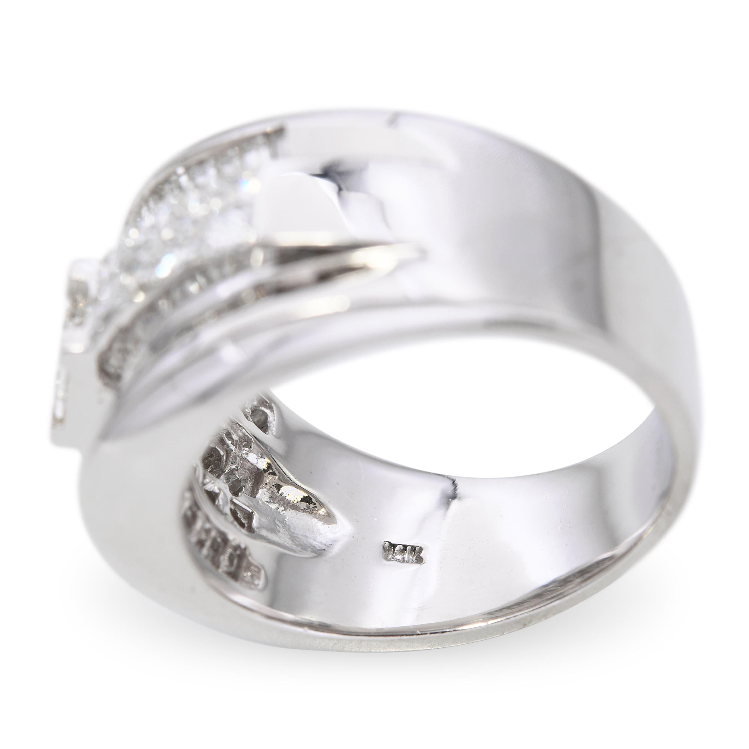 14k White Gold Princess Cut and Baguette Diamond Statement Ring