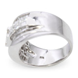 14k White Gold Princess Cut and Baguette Diamond Statement Ring