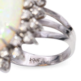 Vintage 14k White Gold 14.11ct Opal and 1.26tcw Diamond Halo Statement Ring