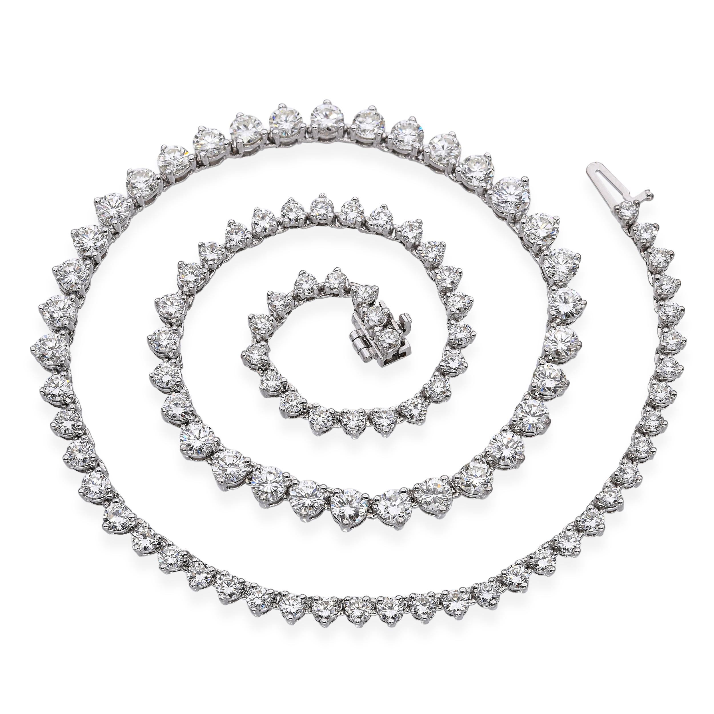 17k White Gold 11.98tcw Diamond Tennis Necklace