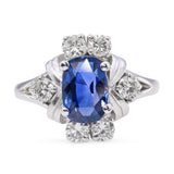 Vintage 14k White Gold 1.51ct Violet Blue Sapphire and Diamond Ring