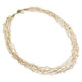 Vintage 18k Yellow Gold Seed Pearl and Turquoise Multi Strand Necklace