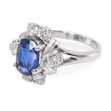 Vintage 14k White Gold 1.51ct Violet Blue Sapphire and Diamond Ring