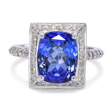 14k White Gold 4.09ct Tanzanite and Diamond Ring