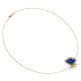 Vintage 14k Gold Diamond Enamel Butterfly Pendant Necklace