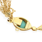 Vintage 18k Yellow Gold Seed Pearl and Turquoise Multi Strand Necklace