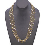 Vintage 18k Yellow Gold Seed Pearl and Turquoise Multi Strand Necklace