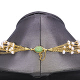 Vintage 18k Yellow Gold Seed Pearl and Turquoise Multi Strand Necklace