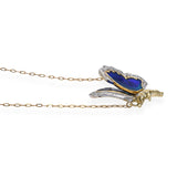 Vintage 14k Gold Diamond Enamel Butterfly Pendant Necklace