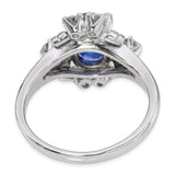 Vintage 14k White Gold 1.51ct Violet Blue Sapphire and Diamond Ring