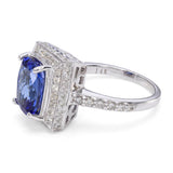 14k White Gold 4.09ct Tanzanite and Diamond Ring