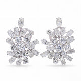 Vintage Platinum 10.15tcw I VS Diamond Cluster Statement Earrings