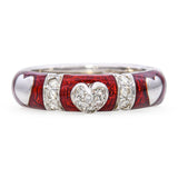 18k White Gold Hidalgo Enamel Diamond Heart Ring