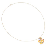 Vintage 13k Yellow Gold Lucky Clover and Horseshoe Opal & Pearl Pendant Necklace