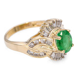 Vintage 14k Yellow Gold 1.01ct Emerald and Diamond Ring