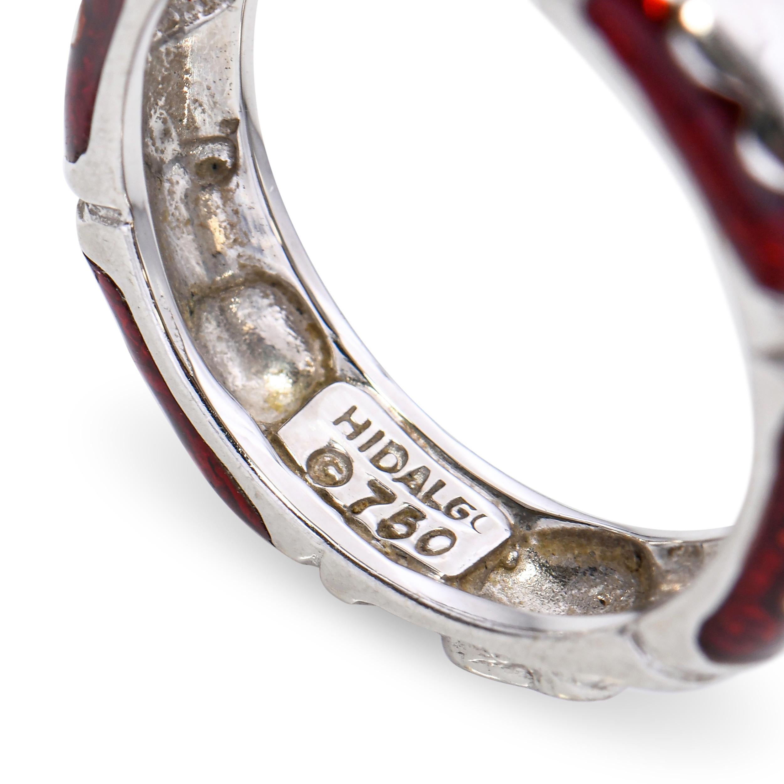 18k White Gold Hidalgo Enamel Diamond Heart Ring