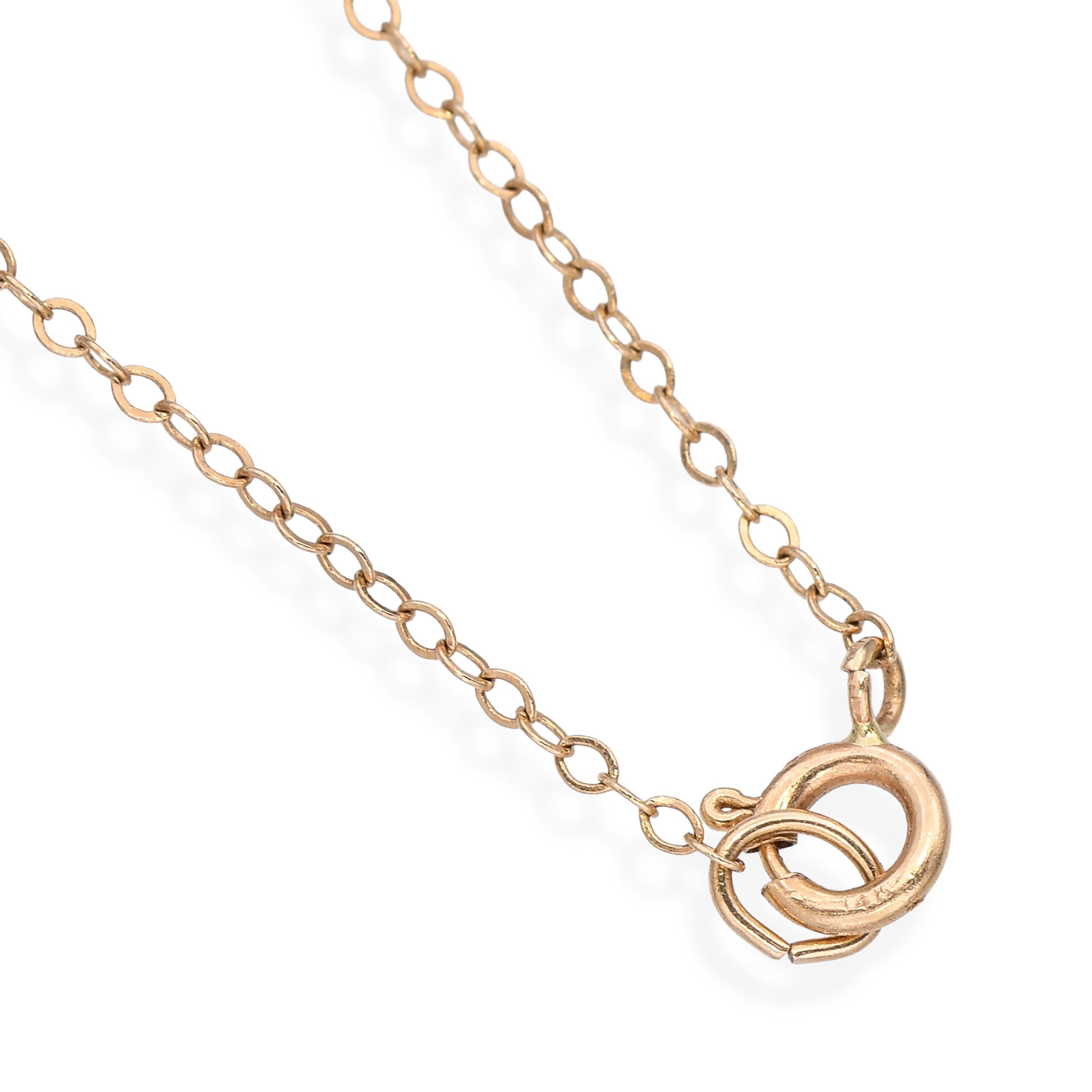 Vintage 13k Yellow Gold Lucky Clover and Horseshoe Opal & Pearl Pendant Necklace